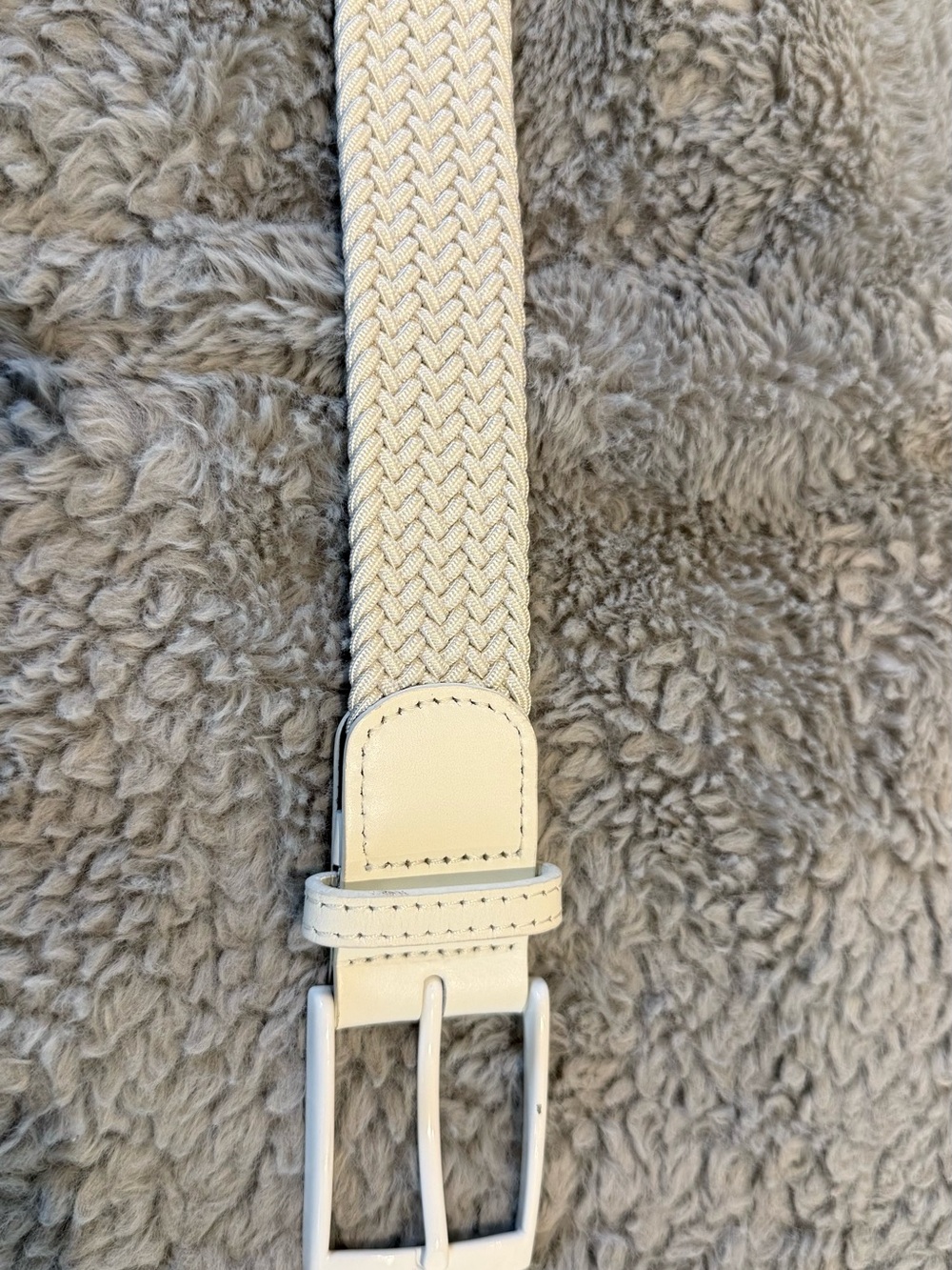 Men's Woven Stretch Belt in Cream - Classic Casual Accessory
